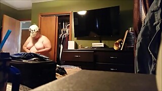 Ugly wife fully nude cleaning the dresser. See her ugly fat body.