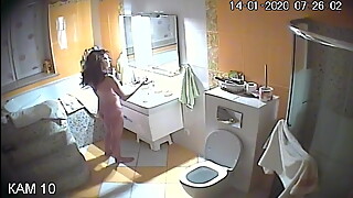 Skinny wife in the bathroom