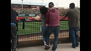 Stadium outside seduced Girlfriend