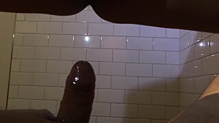 Asian Girlfriend piss on white dick and play with it close up
