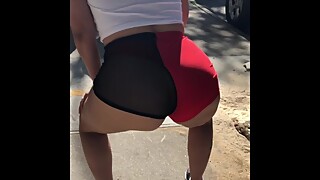 Wife in see through mesh shorts at Pride Parade NYC 2019