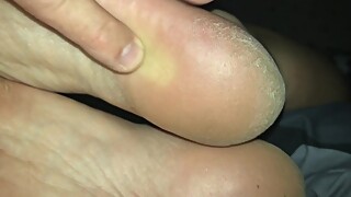 Wife's rough and slightly dirty sleepy soles