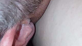 Licking the wife's wet pussy